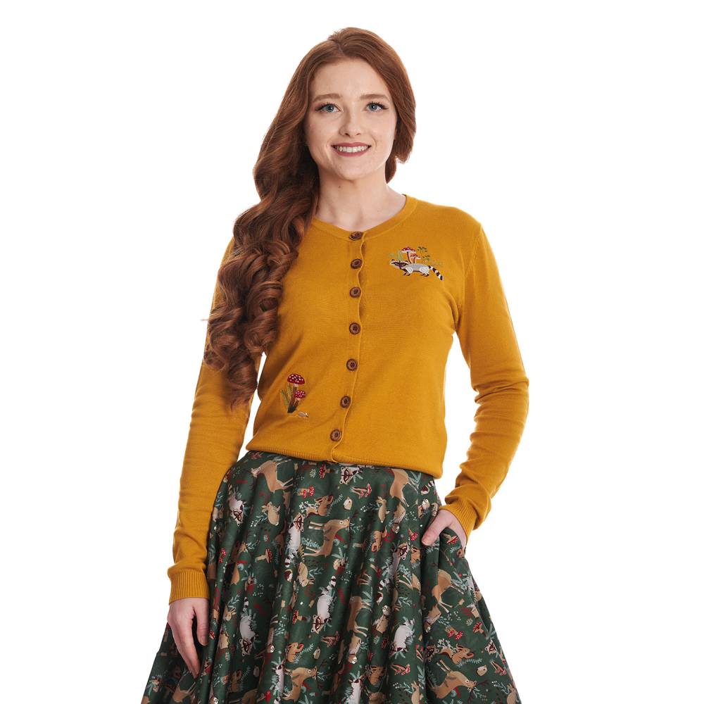 Banned - Woodland Mushroom Cardigan - Geel